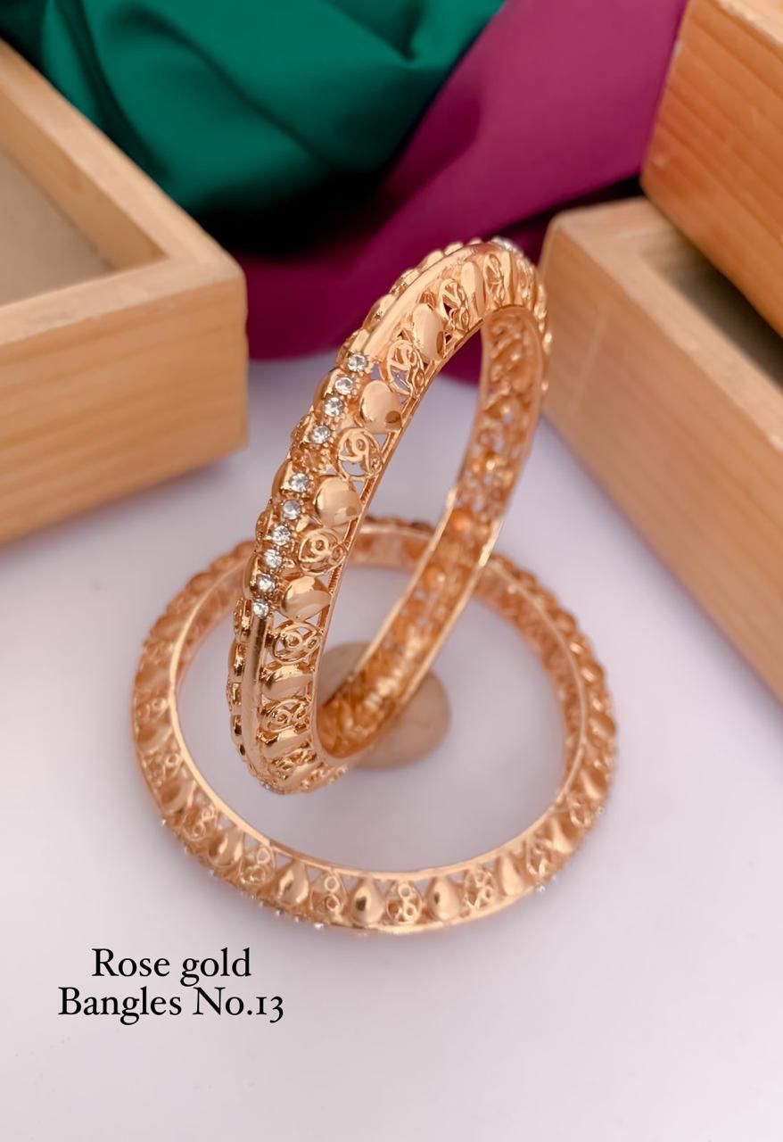  Fancy Design Rose Gold Bangles Set Wholesalers In Delhi
